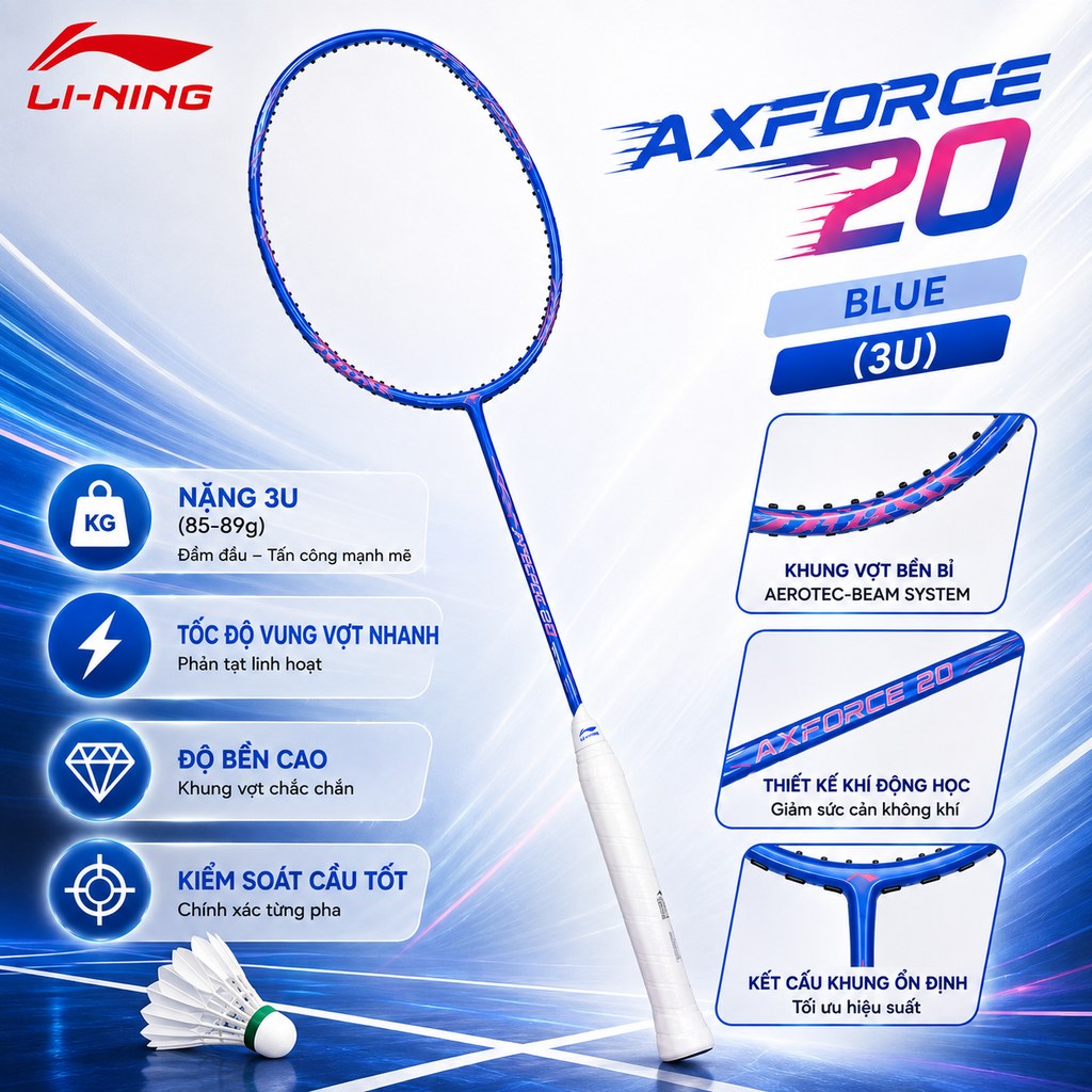Khung vợt cầu lông Axforce 20 - 3U Blue
