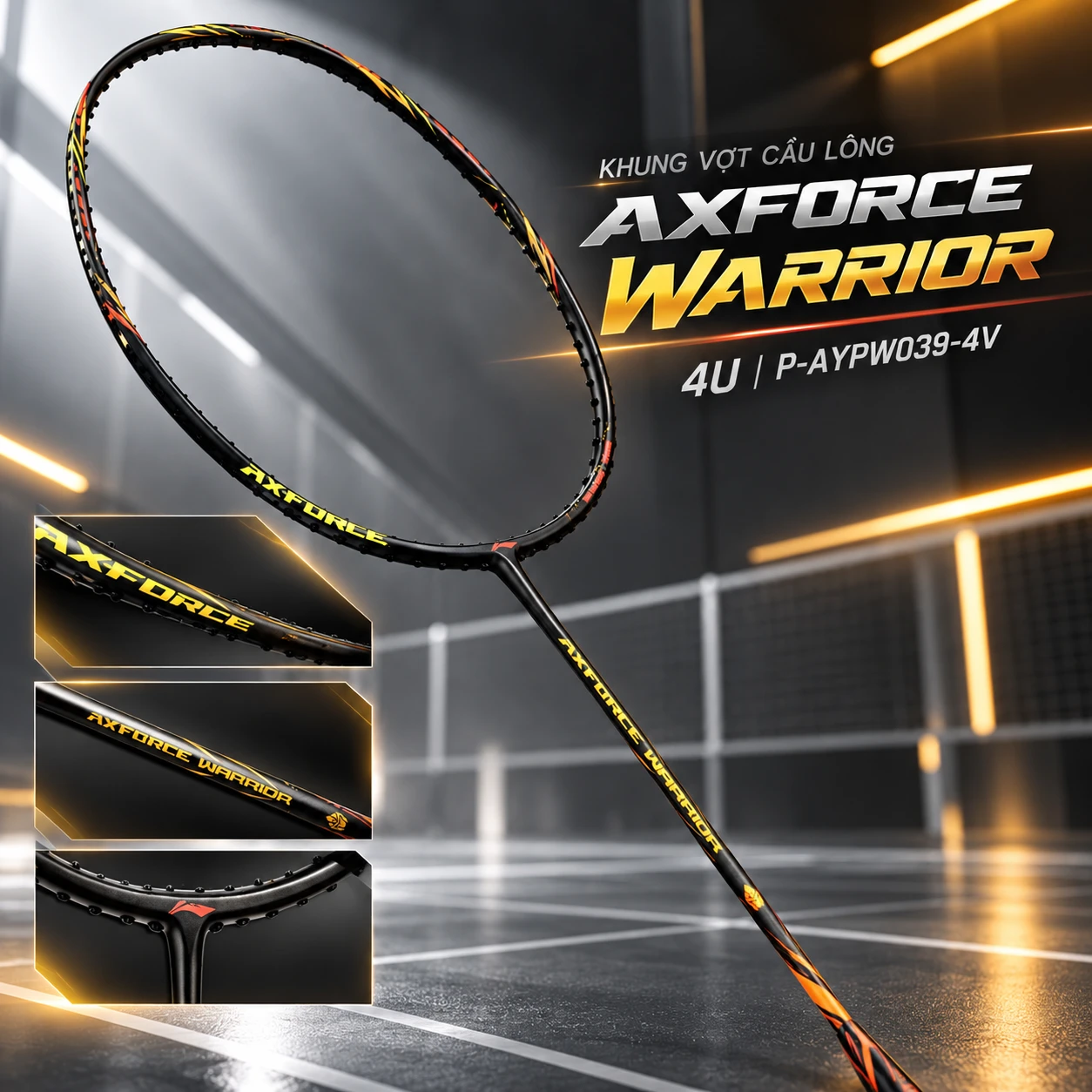 Khung vợt cầu Lông Li-Ning Axforce Warrior - 4U P-AYPW039-4V