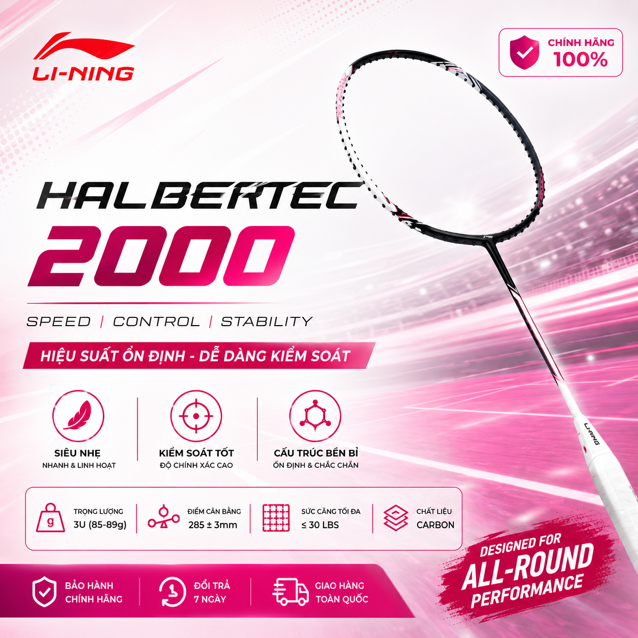 Vợt cầu lông Li-Ning Halbertec 2000 Cold Sandalwood Black