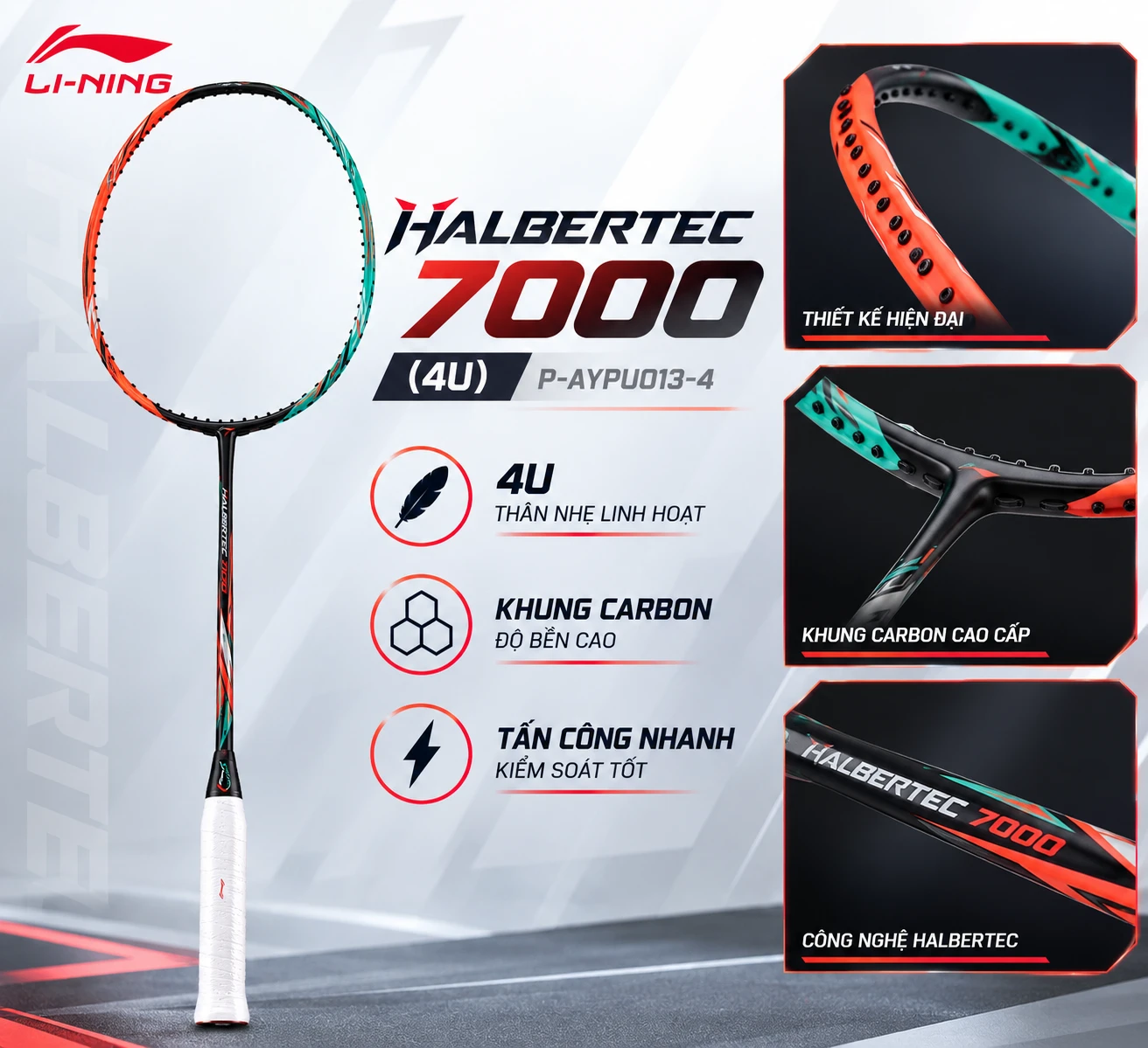 Khung vợt cầu lông Halbertec 7000 - 4U Arcadia/Orange